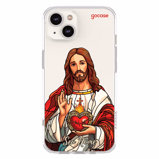CAPA DE IPHONE 13 MINI TRANSPARENTE COM EFEITO DE JESUS