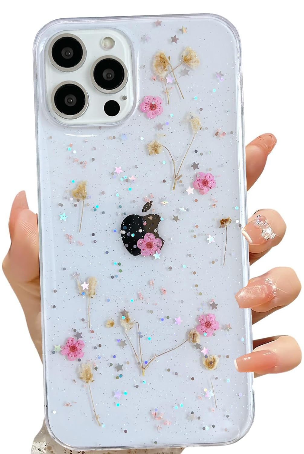 CAPA DE IPHONE 12 PRO MAX TRANSPARENTE COM EFEITO DE FLORES