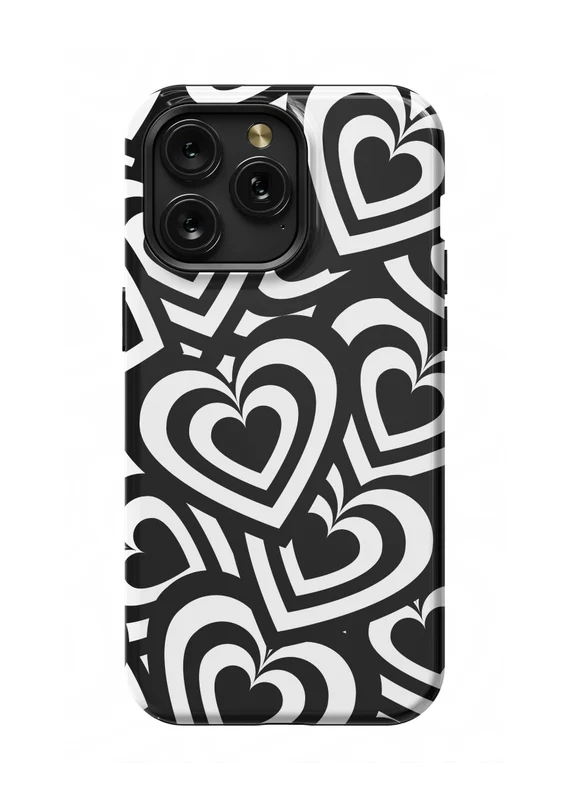 CAPA IPHONE 12 PRO MAX PRETO CORACAO PINTAS BRANCAS