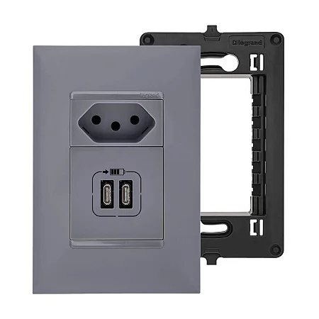 TOMADA CINZA COM 2 ENTRADADAS UBS