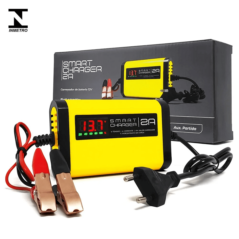 CARREGADOR DE BATERIA 12V AUTOMATICO AMARELO
