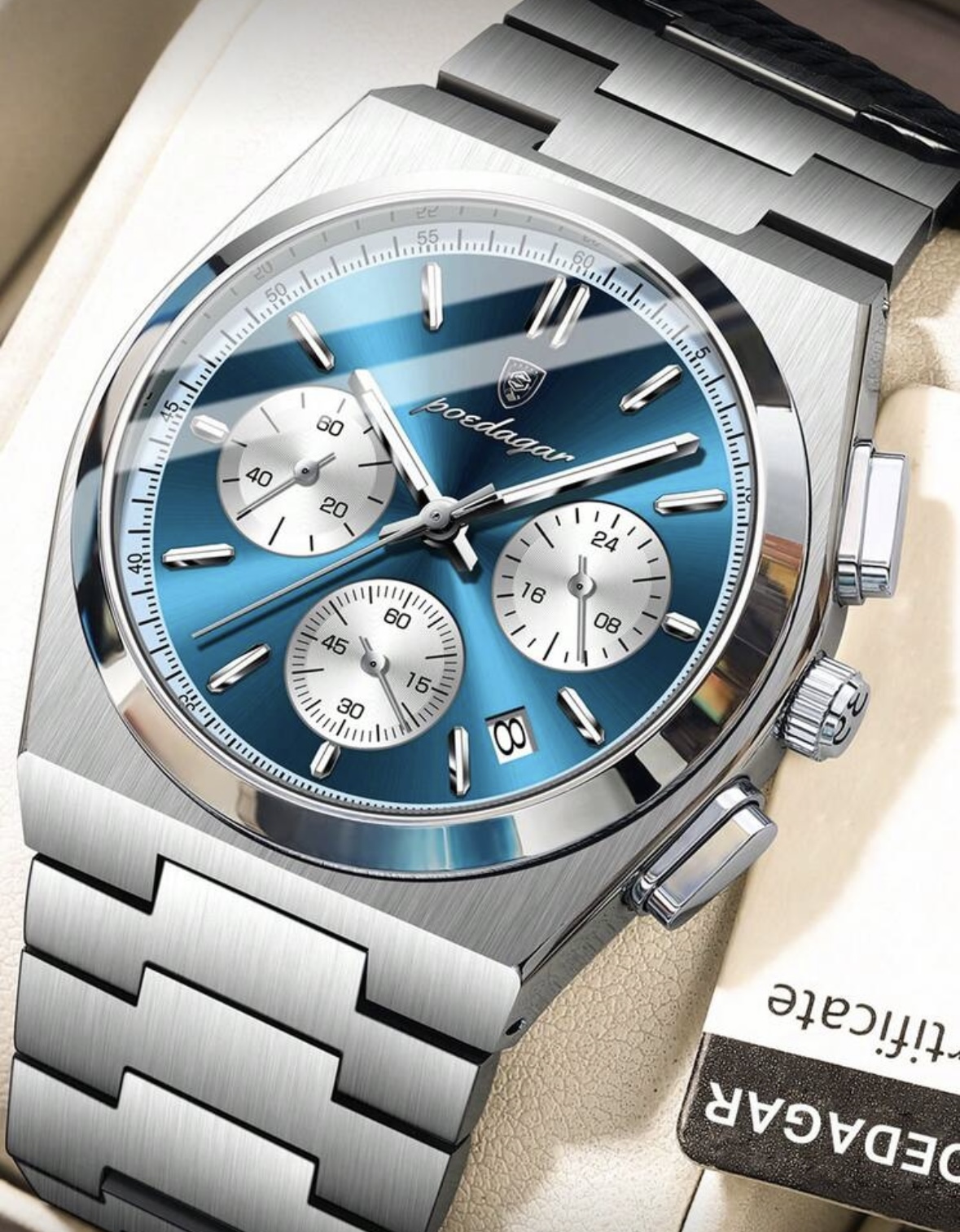 RELÓGIO MASCULINO POEDAGAR FUNDO AZUL MARINHO